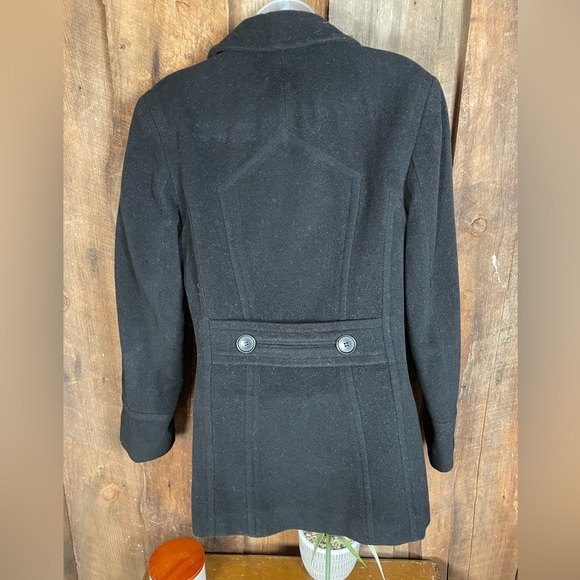 CG Collection by Gallery Black Wool Double Breasted Pea Coat - size small - Picture 3 of 11